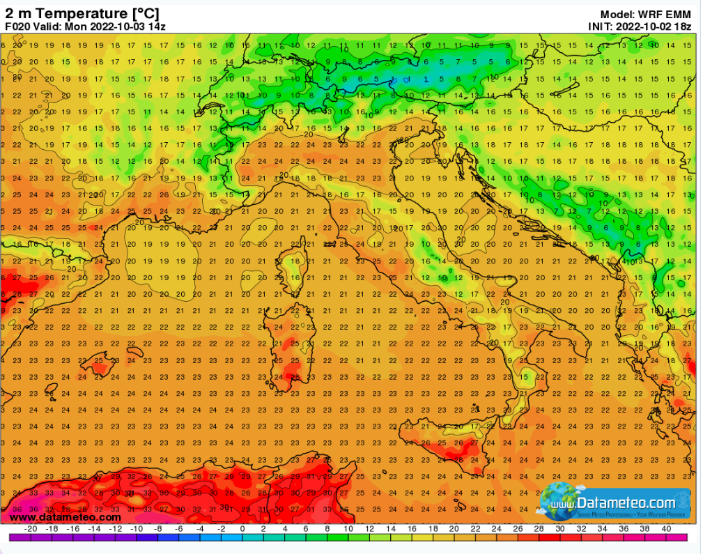Bel tempo e temperature oltre la media