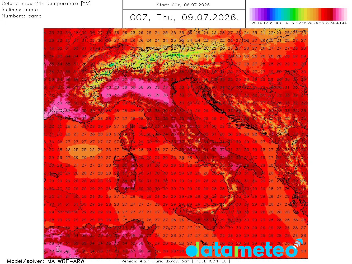 Forte ondata di calore ma di breve durata.
